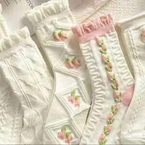 Bundle Of 5 Floral Embroidered Cottagecore Fairycore White Size M/L Gift Ready